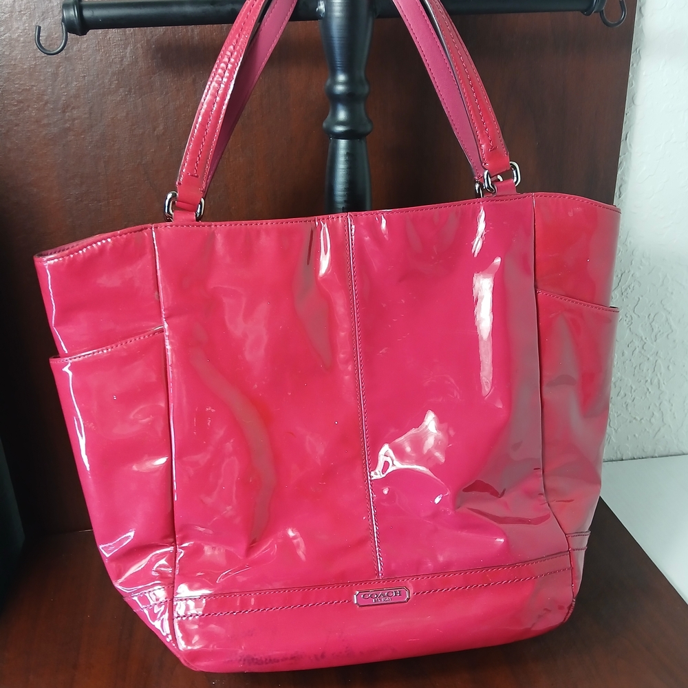 Coach Pink Patent Leather Tote